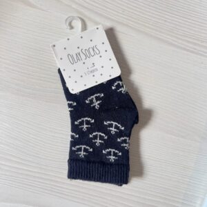 Дитячі шкарпетки Olay Socks темно-сині з якорями, бавовняні, розмір 3-12 міс