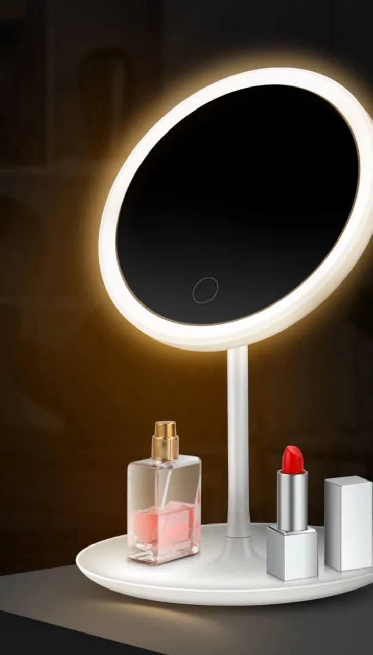 Дзеркало косметичне настільне LED з підсвічуванням, акумулятор, 3 режими світла, біле - Зображення 2