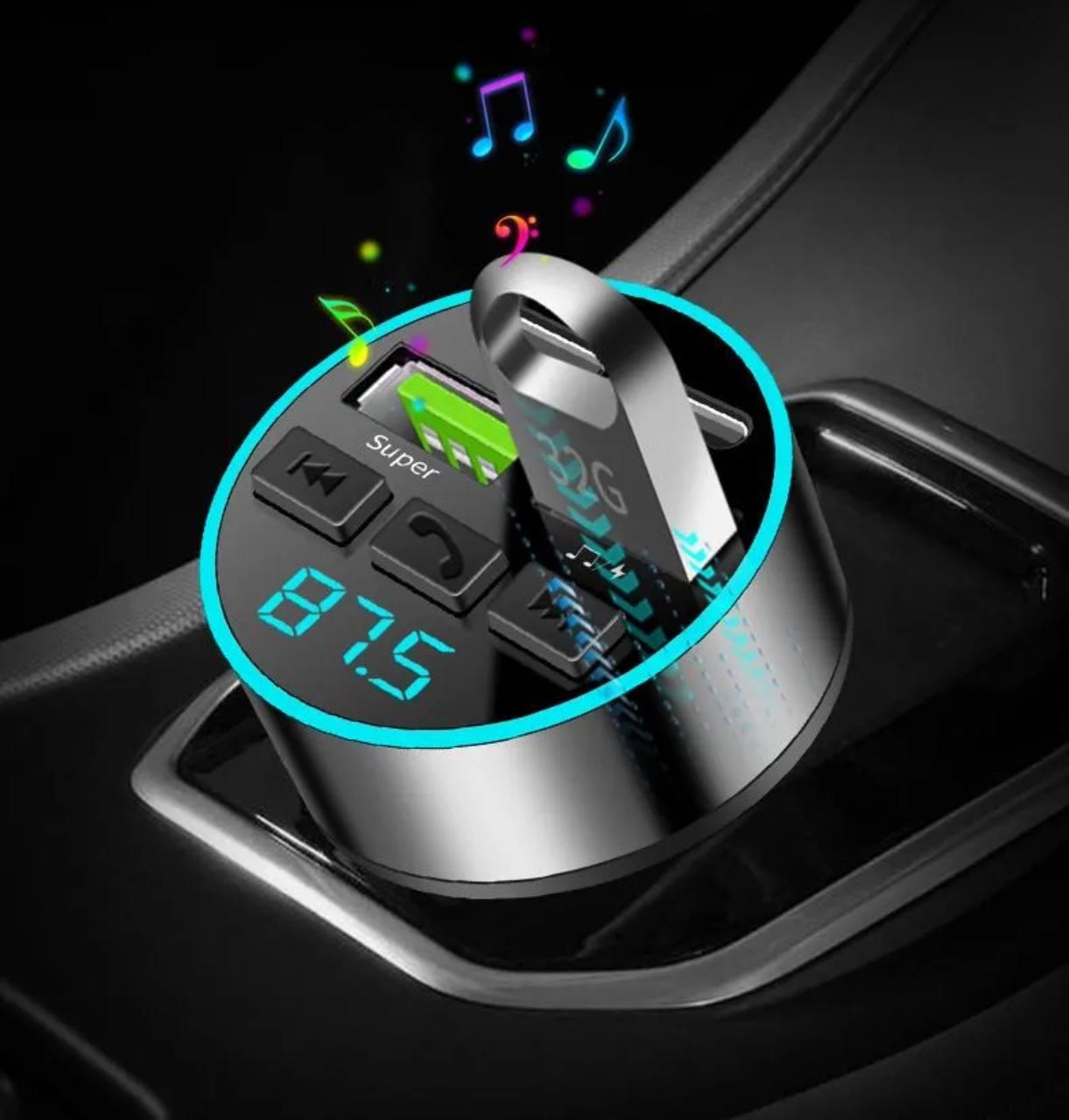 Автомобільний FM-модулятор Bluetooth + MP3 з 4 портами для зарядки (2×USB, 2×Type-C)