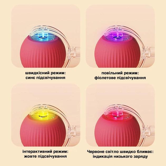 Інтерактивна іграшка для домашніх тварин: смарт-м’яч з підсвіткою та 3 режимами, червоний - Зображення 6