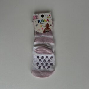 Дитячі шкарпетки Tuana Baby з силіконовим покриттям, фіолетові  в смужку, розмір 0-1рік (Розмір16–18)