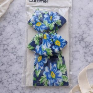 Дитяча пов'язка на голову Caramell з великим бантом «Сині квіти», бавовна 0-6 міс