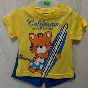 Літній костюм для хлопчика California жовта футболка та сині шорти 6-9 місяців 68 см