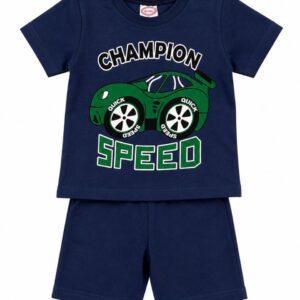 Дитячий літній костюм для хлопчика темно-синій Champion Speed з машинкою розмір 62 см