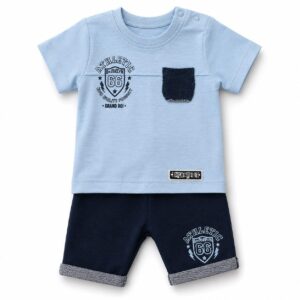 Дитячий літній костюм для хлопчика футболка та шорти Athletic Brooklyn Grand Roi, блакитний з чорним, розмір 6-9 місяців