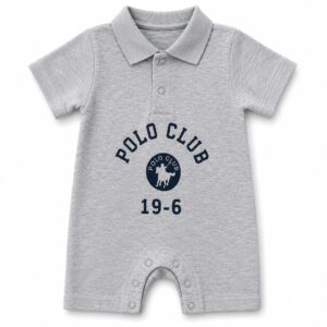 Дитячий літній пісочник поло Polo Club для хлопчика сірий боді ромпер розмір 9-12 місяців зріст 74 см
