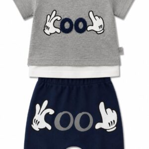 Дитячий літній костюм для хлопчика футболка та шорти Kool Brave Baby, сірий з синім, розмір 6-9 місяців