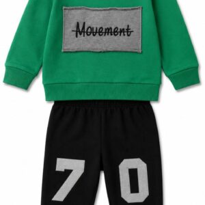 Дитячий спортивний костюм двійка для хлопчика зелений світшот Movement та чорні штани розмір 74 на вік 9 місяців