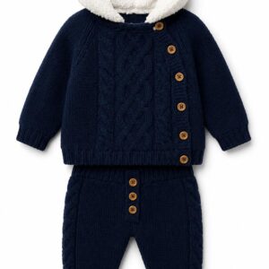 В'язаний дитячий костюм Nipper для хлопчика з капюшоном (синій, 3-6 місяців)